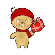 cartoon christmas teddy bear with present N5