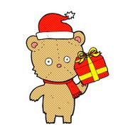 cartoon christmas teddy bear with present N6