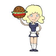 cartoon waitress with burger N12