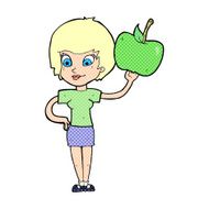 cartoon woman holding apple N5