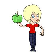 cartoon woman holding apple N6