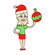cartoon woman ready for christmas N43
