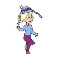 cartoon woman in knitted hat N3