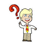 cartoon school boy asking question N3