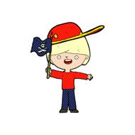 cartoon boy waving pirate flag N3
