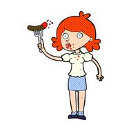 cartoon woman eating sausage N2