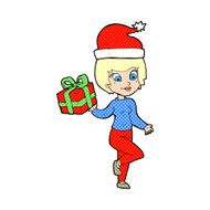 cartoon woman with present N11
