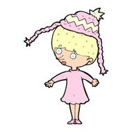 cartoon woman wearing winter hat N51
