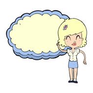 cartoon woman with cloud text space N9