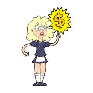 cartoon waitress with money symbol N3