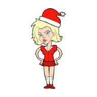 cartoon woman in christmas hat N7