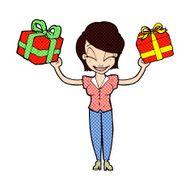 cartoon woman carrying gifts N2