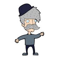 cartoon man wearing bowler hat N21