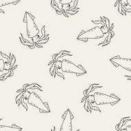 Squid doodle seamless pattern background