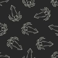 Squid doodle seamless pattern background N2