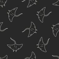 Stingray doodle seamless pattern background