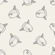 Sunfish doodle seamless pattern background