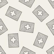 Switzerland flag doodle seamless pattern background