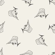 Swordfish doodle seamless pattern background
