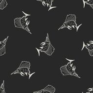 Swordfish doodle seamless pattern background N2