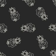 alice in wonderland doodle seamless pattern background N2