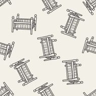 baby bed doodle seamless pattern background N5