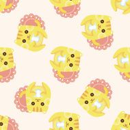 animal cat having afternoon tea seamless pattern