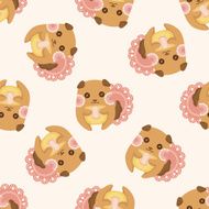 animal dog having afternoon tea seamless pattern