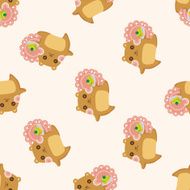 animal squirrel having afternoon tea seamless pattern N2