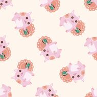 animal rabbit having afternoon tea seamless pattern