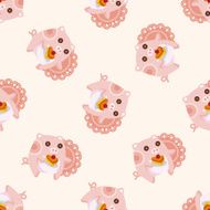 animal pig having afternoon tea seamless pattern