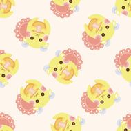 animal goat having afternoon tea seamless pattern