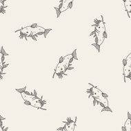 Catfish doodle seamless pattern background