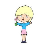 cartoon woman with flower N3