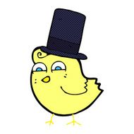 cartoon bird wearing top hat N3
