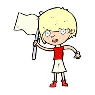 cartoon boy with flag N3