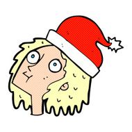 cartoon woman wearing christmas hat N14