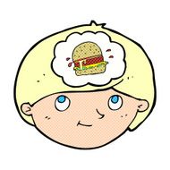cartoon man thinking about junk food N3