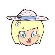 cartoon woman wearing summer hat N7