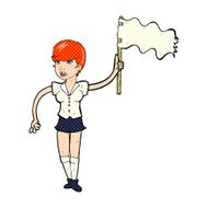 cartoon woman waving white flag N4