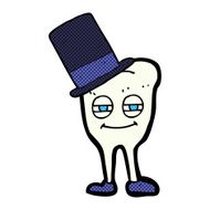 cartoon tooth wearing top hat N3