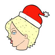cartoon woman wearing santa hat N6