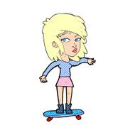 cartoon woman on skateboard N3