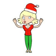 cartoon woman wearing christmas hat N16