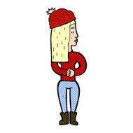 cartoon woman wearing winter hat N53