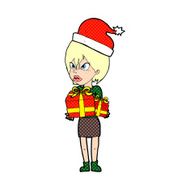 cartoon woman with present N12