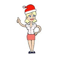 cartoon woman in christmas hat with idea N3