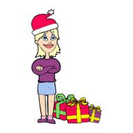 cartoon woman ready for christmas N49