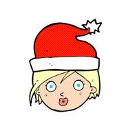 cartoon woman wearing christmas hat N18