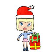 cartoon woman with present N14